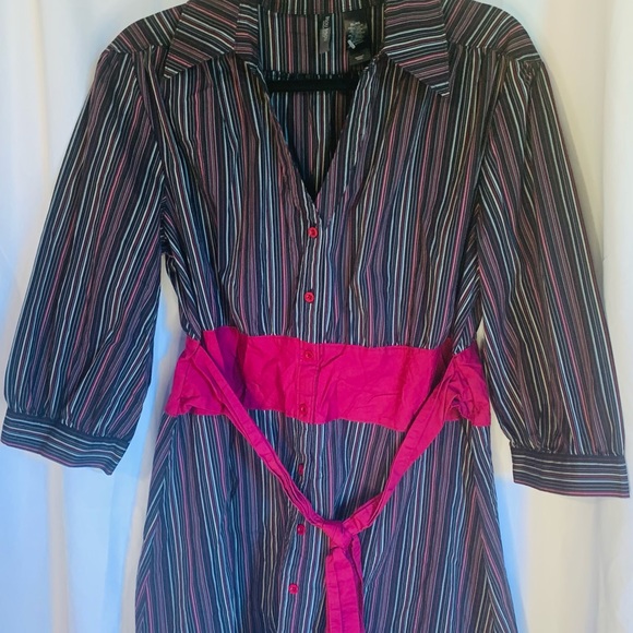Bisou Bisou striped tie front dress #920 - Picture 2 of 5